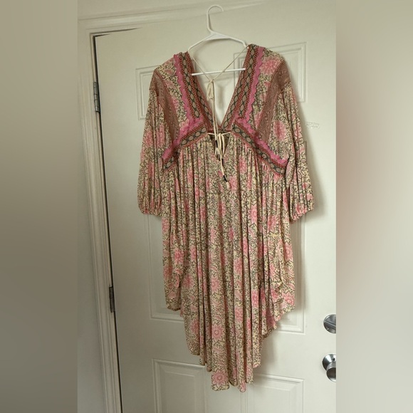 Free People Moon Child Maxi Top Pink and Cream - Picture 2 of 6